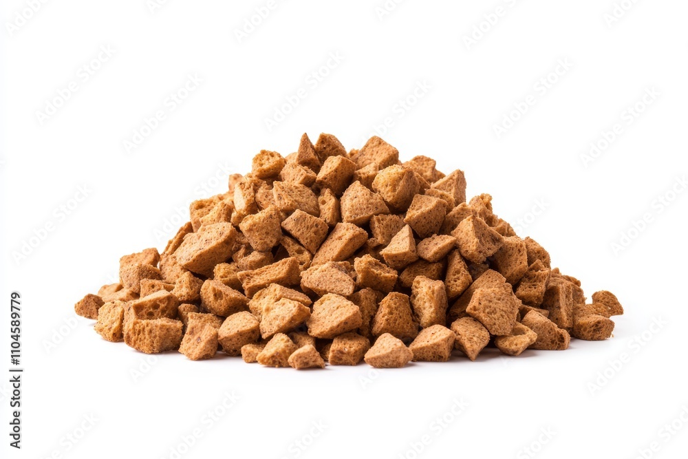 A pile of dog food is shown in a close up A pile of dog food is shown in a close up