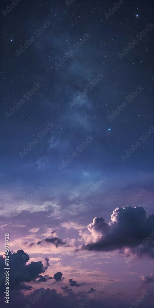 Fototapeta premium Night sky with clouds and stars