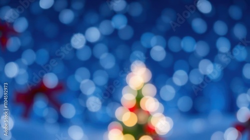 Festive starry sky background with blue light bokeh, decoration, December