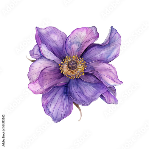 Whimsical purple flower isolated transparent background 