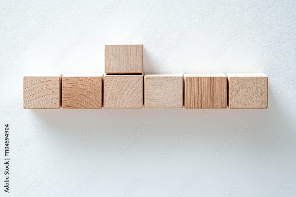 Outstanding Leader Rising Above Wooden Blocks on White Background Outstanding Leader Rising Above Wooden Blocks on White Background