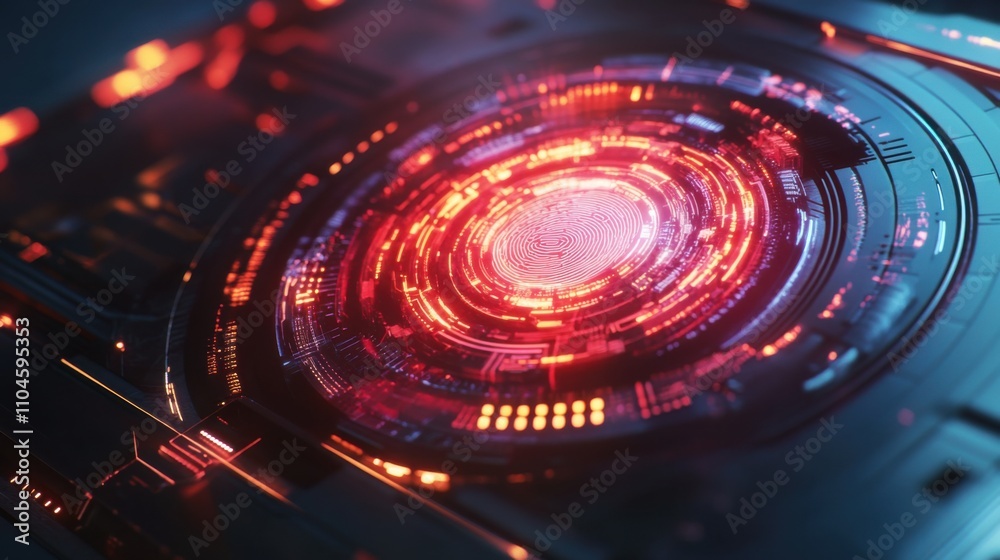 Abstract digital technology background with glowing circular patterns Abstract digital technology background with glowing circular patterns