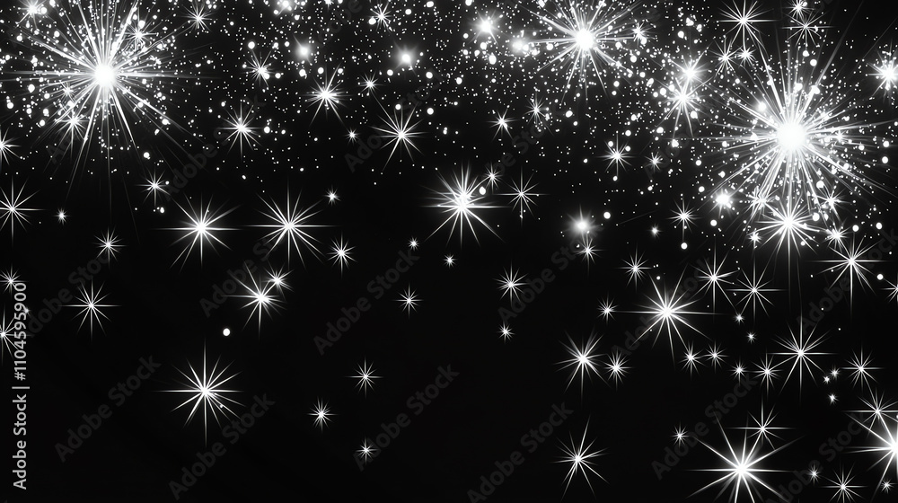 Bright sparkles glowing in a starburst pattern against a dark background creating a magical atmosphere Bright sparkles glowing in a starburst pattern against a dark background creating a magical atmosphere