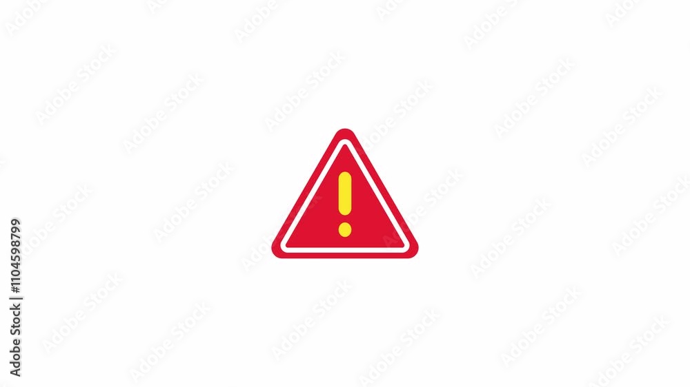 Red Triangle Warning Sign Alert Exclamation Mark Caution Important Notice Symbol Animation. 4k video Red Triangle Warning Sign Alert Exclamation Mark Caution Important Notice Symbol Animation. 4k video