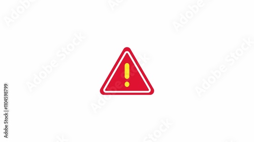 Red Triangle Warning Sign Alert Exclamation Mark Caution Important Notice Symbol Animation. 4k video