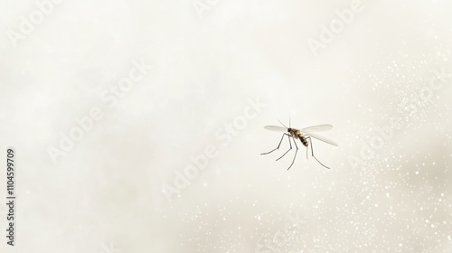 A Close-Up of a Mosquito Flying Gracefully Against a Soft and Dreamy Background with Subtle Bokeh Effect Highlighting Its Delicate Features