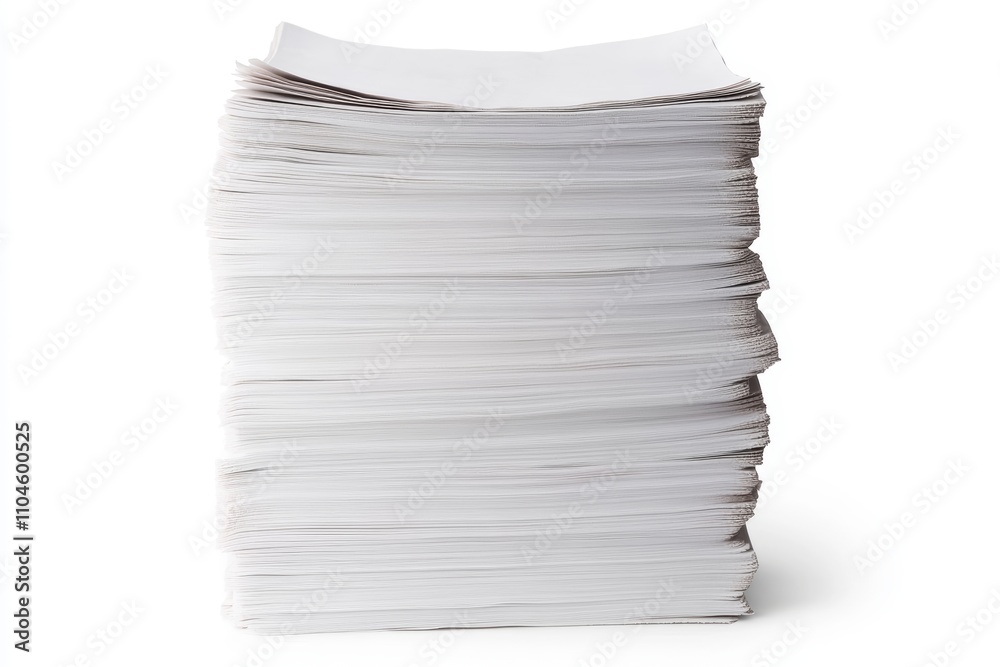 Towering stack of white blank paper sheets for printing and office work Towering stack of white blank paper sheets for printing and office work