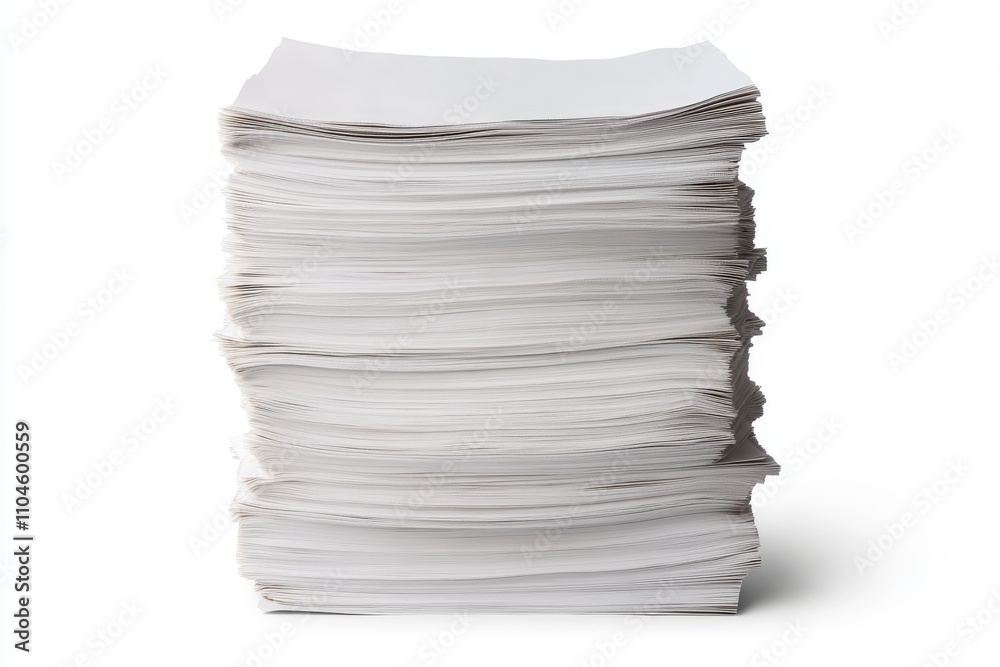 Large stack of blank white paper sheets in high pile Large stack of blank white paper sheets in high pile