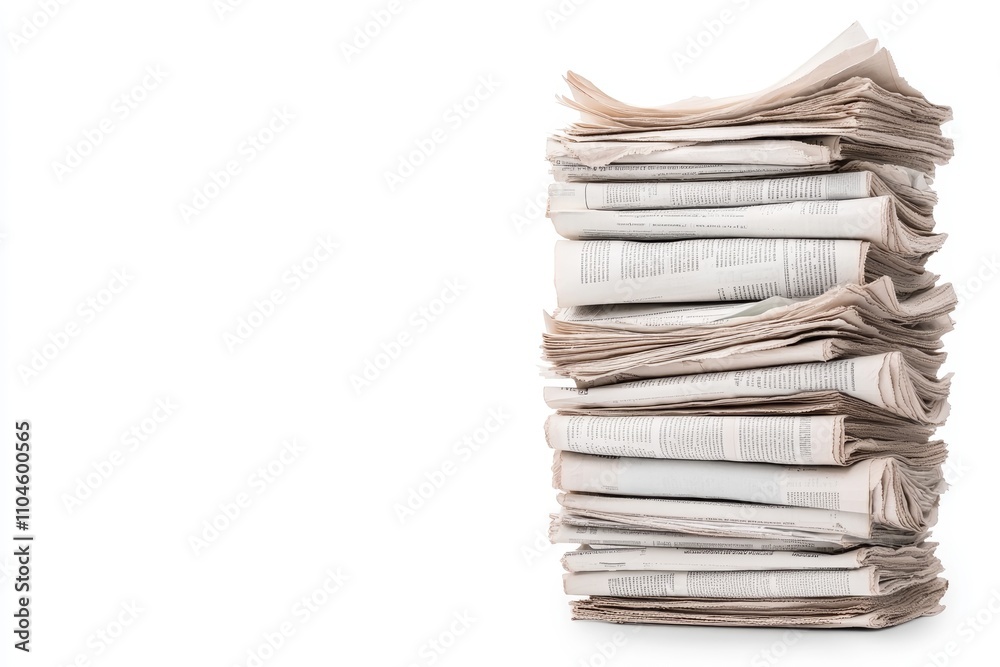 Stack of folded newspapers on white background Stack of folded newspapers on white background