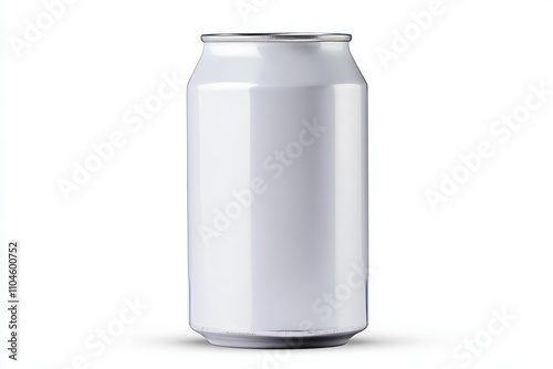 A can of soda is sitting on a white background