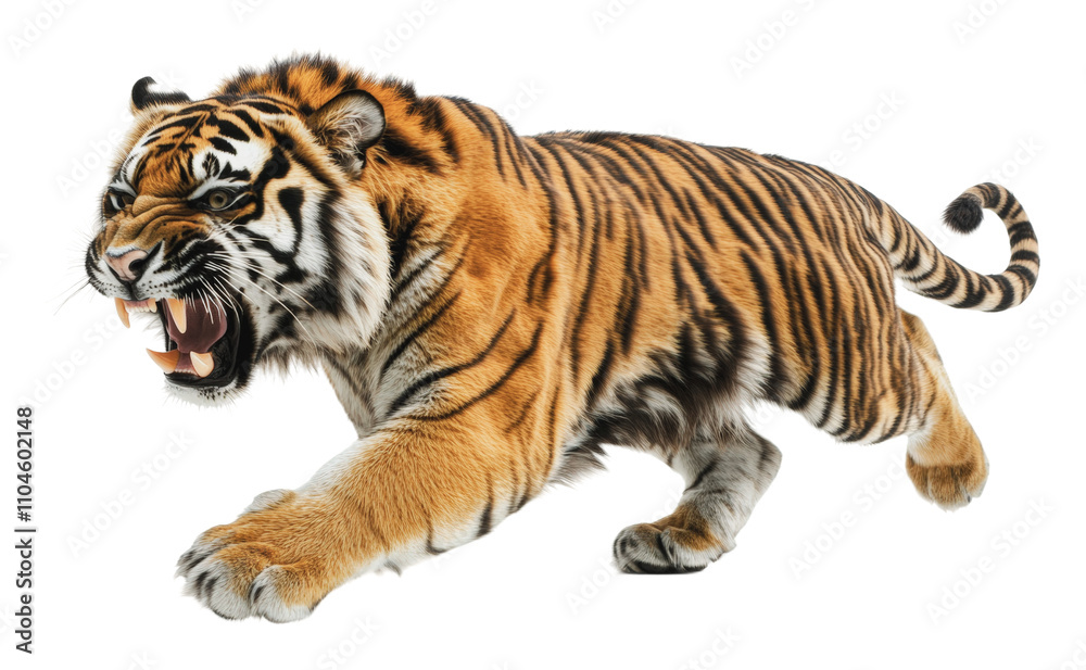 Obraz premium Powerful, agile tiger in action, cut out - stock png.