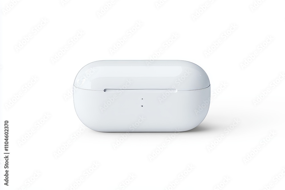 White wireless earbuds charging case isolated on white background White wireless earbuds charging case isolated on white background