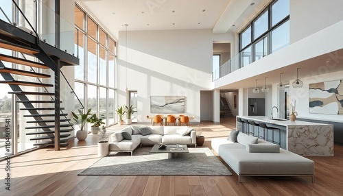 modern living room with white nuance