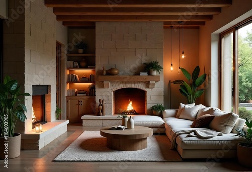 living room with fireplace