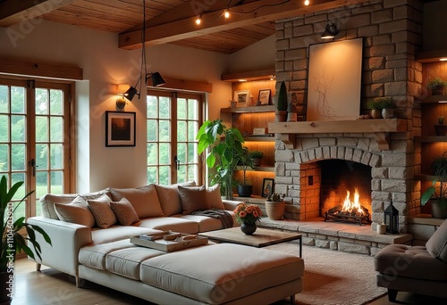 living room with fireplace