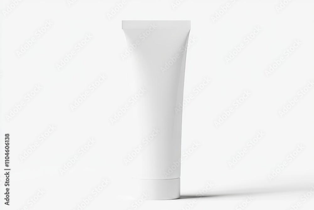 Minimalistic white tube for skincare product on neutral background