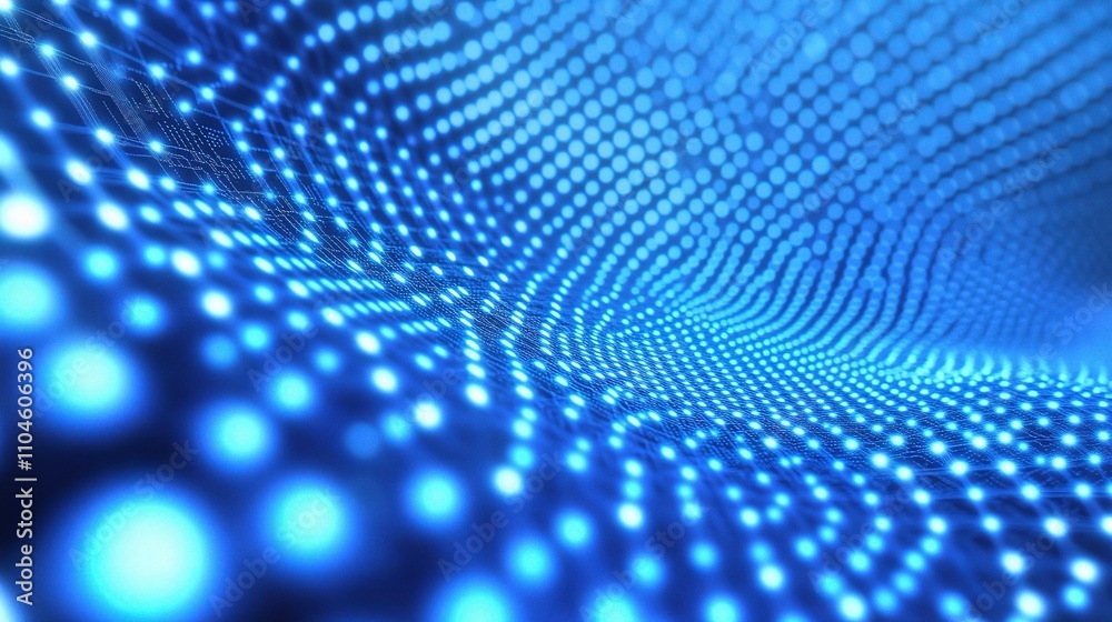 Abstract Blue Background with Dot Pattern and Flowing Light Effects Abstract Blue Background with Dot Pattern and Flowing Light Effects
