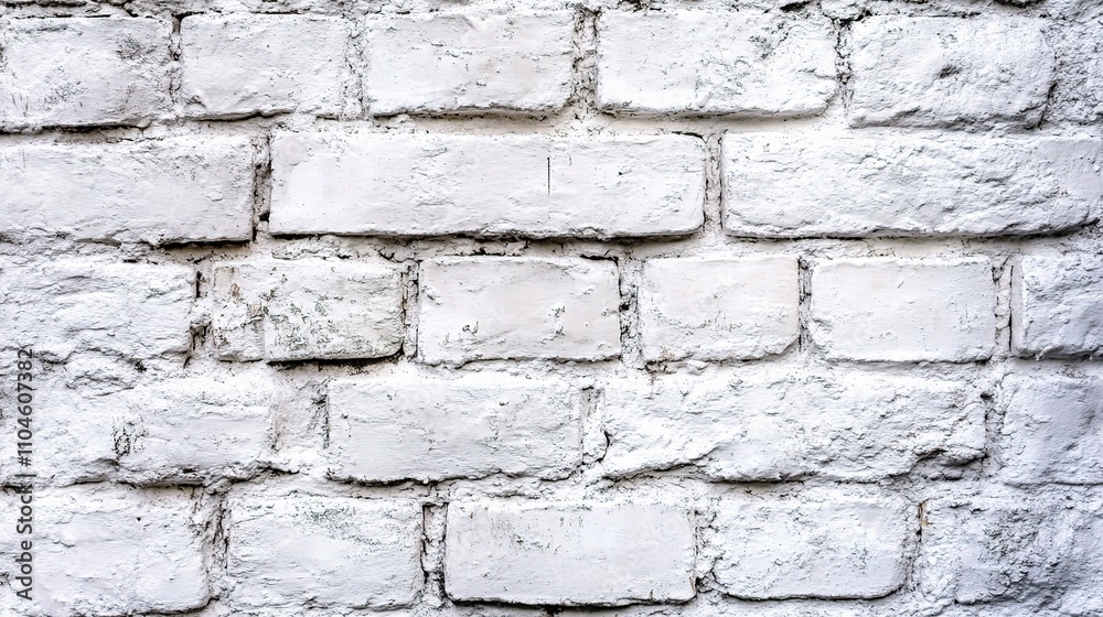 White Brick Wall with Rustic Texture and Natural Wear Patterns White Brick Wall with Rustic Texture and Natural Wear Patterns