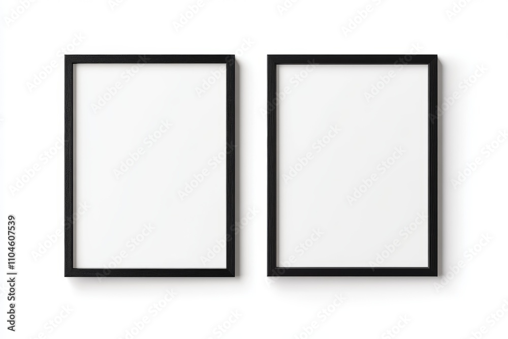Two black framed white picture frames Two black framed white picture frames