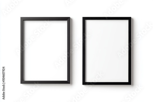 Two black framed white pictures