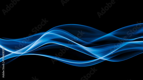 Electric blue waves of energy flowing diagonally create a mesmerizing visual effect against a dark background