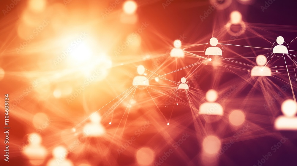 Obraz premium Abstract representation of social connections with user icons and network lines.