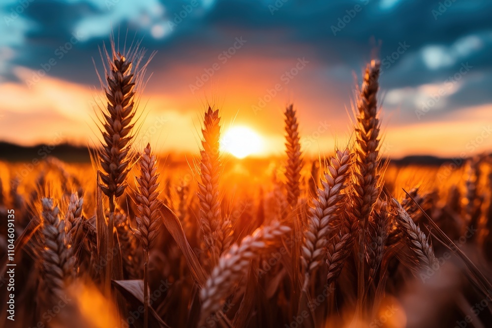 An expansive view of golden wheat fields under a vibrant sunset paints a serene agricultural landscape, evoking feelings of abundance, nature, and calmness. An expansive view of golden wheat fields under a vibrant sunset paints a serene agricultural landscape, evoking feelings of abundance, nature, and calmness.