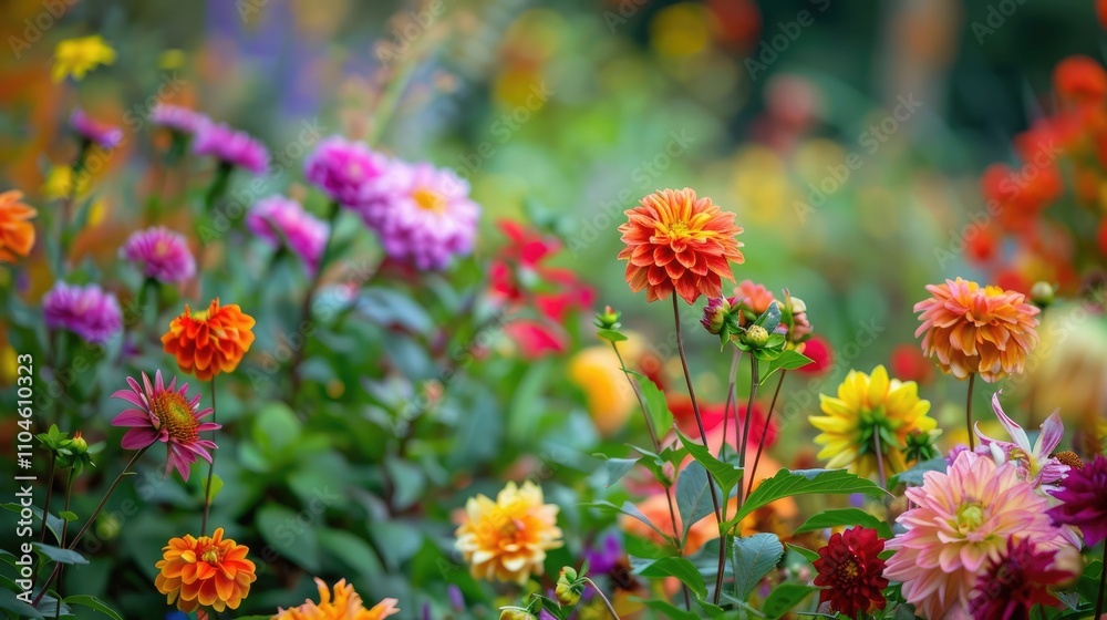 Vibrant autumn blooms as backdrop. Vibrant autumn blooms as backdrop.