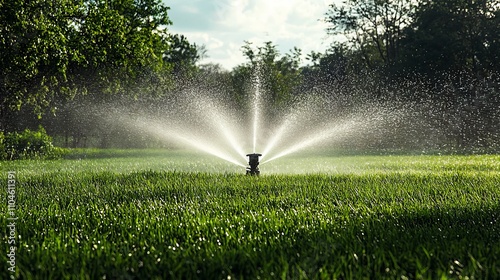 Sparkling Water Spray from Garden Sprinkler System