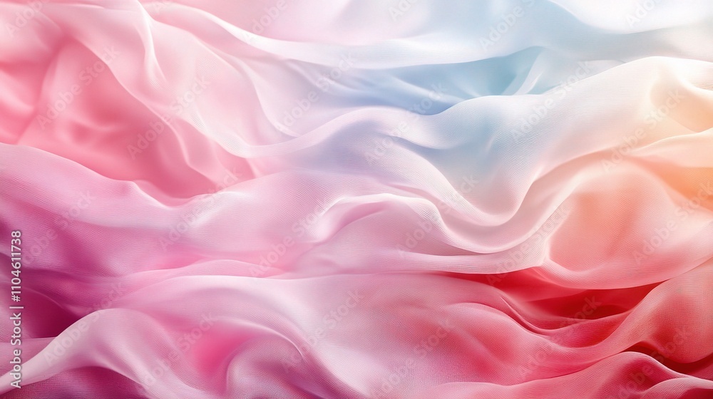 Obraz premium Soft Flowing Textile Draped in Shades of Pink and Light Blue