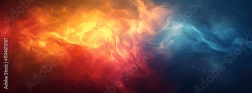 Abstract gradient background with blue yellow orange colors, soft blurred light on dark grainy texture