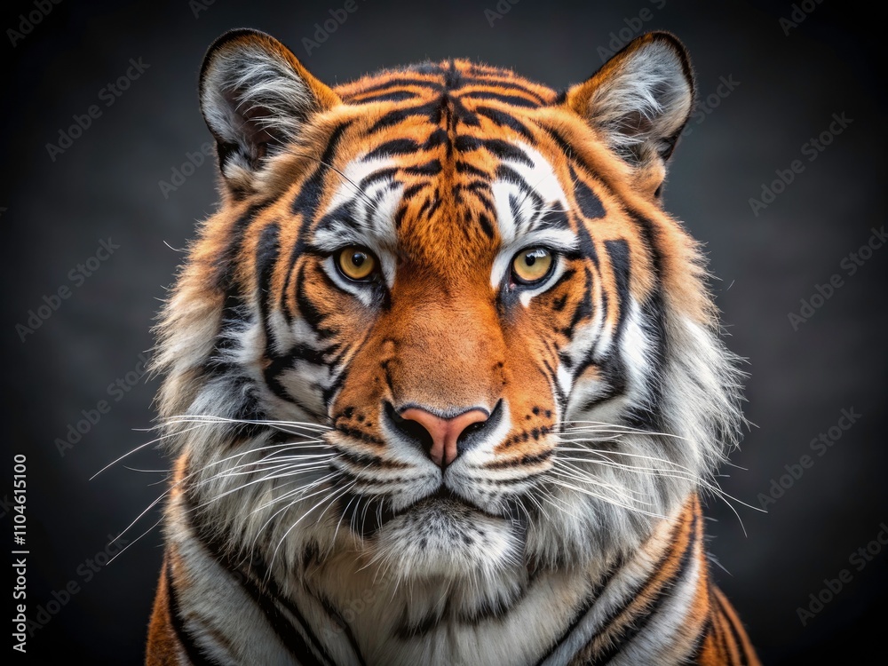Minimalist Tiger Head Photography - Wild Big Cat Close-Up, Nature, Wildlife, Animal Portrait, Artistic, Black and White, Negative Space, Feline, Powerful Minimalist Tiger Head Photography - Wild Big Cat Close-Up, Nature, Wildlife, Animal Portrait, Artistic, Black and White, Negative Space, Feline, Powerful