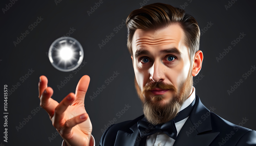 portrait of a magician man with a magic ball isolated with white highlights, png portrait of a magician man with a magic ball isolated with white highlights, png