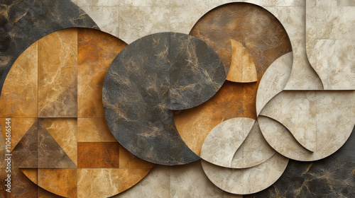 Abstract Geometric Pattern: Earth Tones, Natural Textures, 3D Rendering