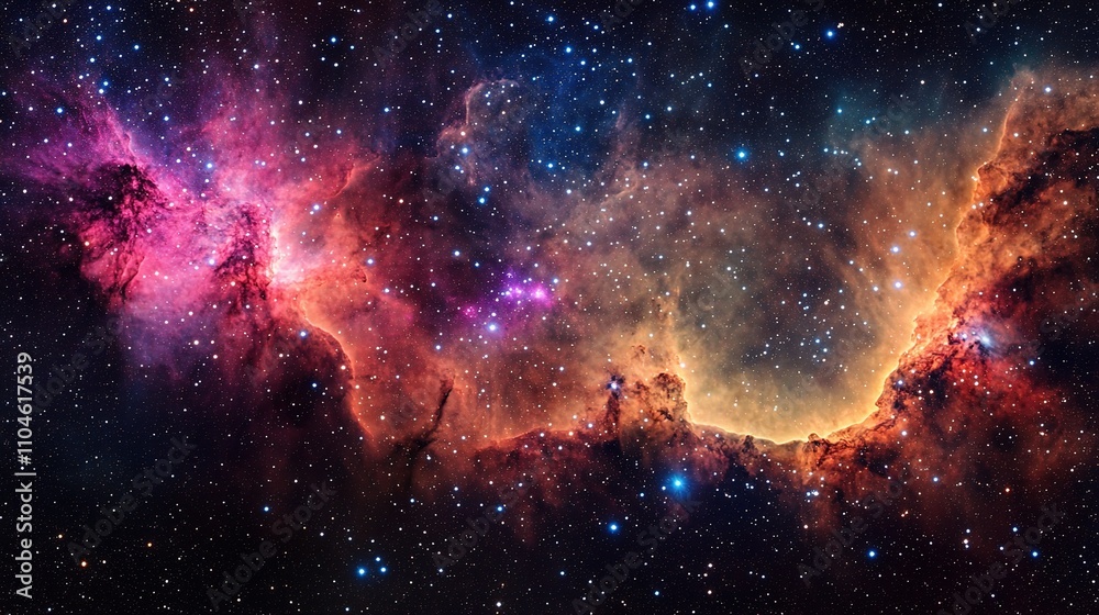 Fototapeta premium Stunning Deep Space Nebula with Vibrant Colors and Twinkling Stars