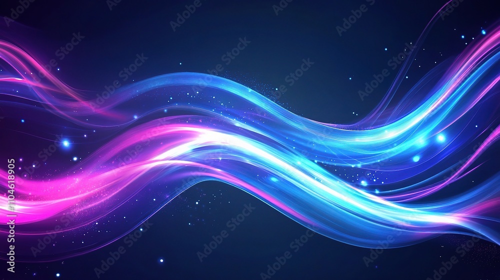Obraz premium Colorful Light Waves in Blue Pink Background for Abstract Design
