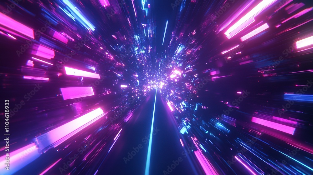Fototapeta premium Abstract Colorful Light Burst in a Futuristic Digital Space
