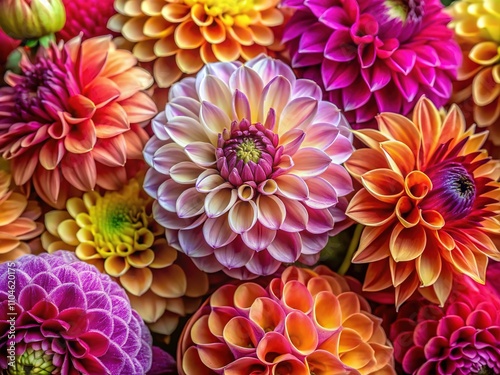 Stunning Close-up Dahlia Bouquet, Floral Arrangement, Vibrant Colors