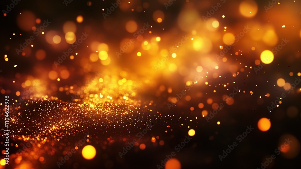 Obraz premium Shimmering Gold Particles on a Dark Background for Creative Use
