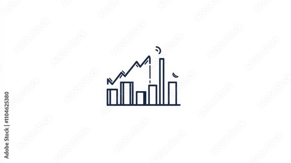 Growth Chart with Rising Trend Line and Bar Graph Representation