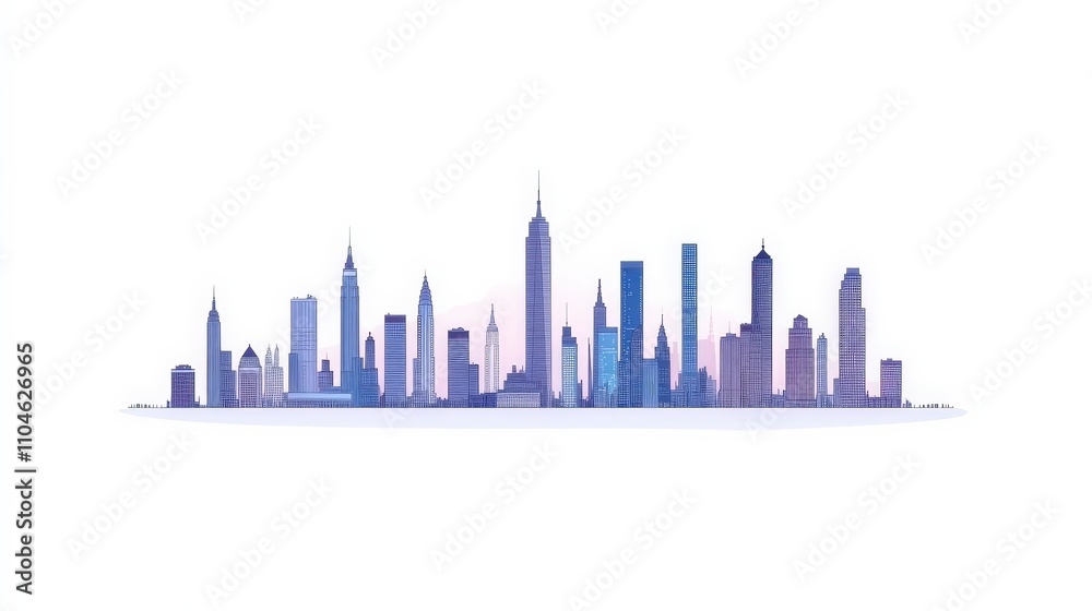 Obraz premium Modern City Skyline with Iconic Towers and Minimalist Design