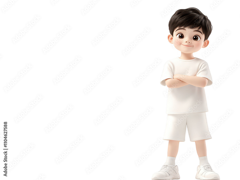 Radiant summer day, young boy in white embraces the joyful sunshine outdoor Radiant summer day, young boy in white embraces the joyful sunshine outdoor