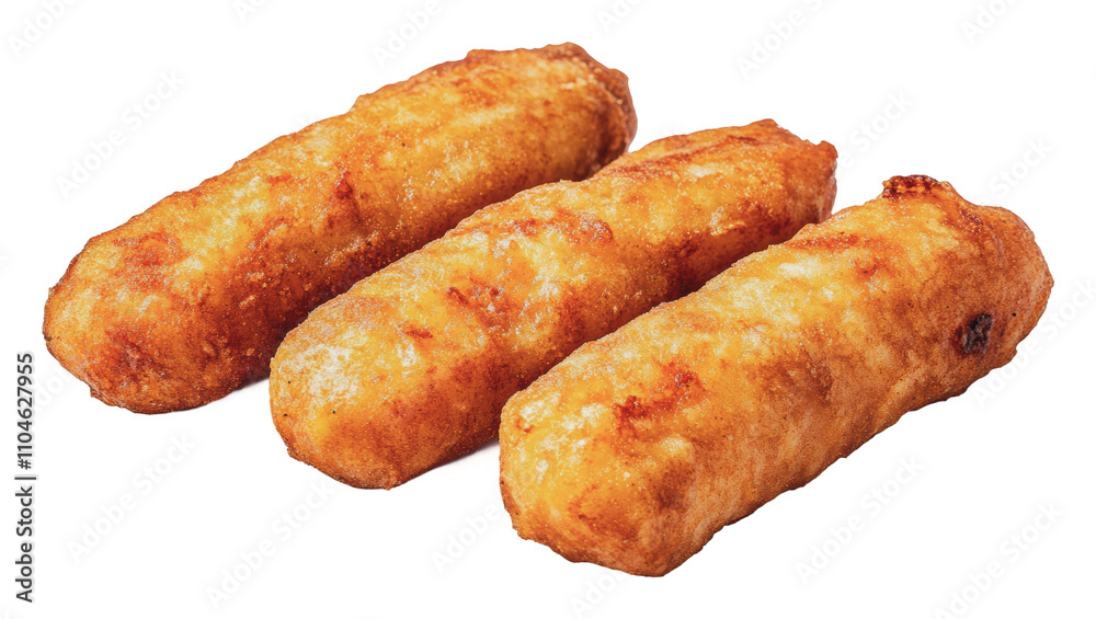 Delicious golden fried snacks on a plate, cut out - stock png. Delicious golden fried snacks on a plate, cut out - stock png.
