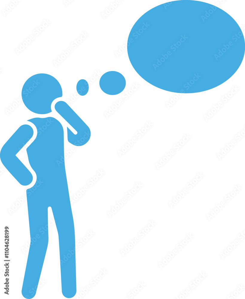 Thinking Man Icon. man thinking with question marks. Question mark in the thought bubble. Human emotion, facial expression, feeling concept illustration in vector