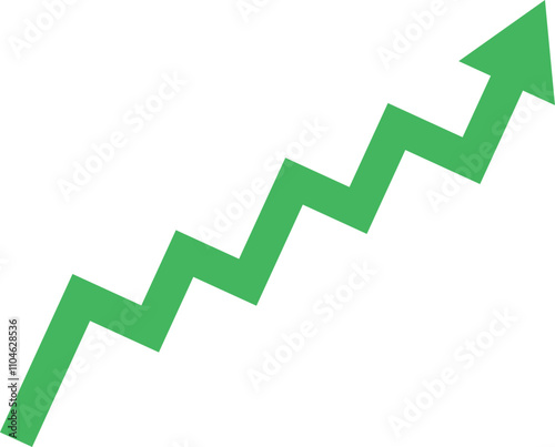 business graph pointing up profit icon. green arrow sign fro graph using in app