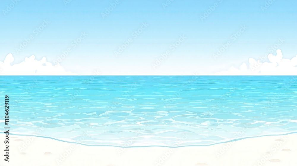 Serene Beach Landscape with Calm Water and Clear Sky Background Serene Beach Landscape with Calm Water and Clear Sky Background