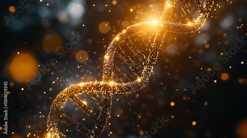 Close up of the double helix structure in DNA glowing background