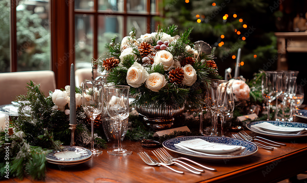 christmas dinner table with decorations christmas dinner table with decorations