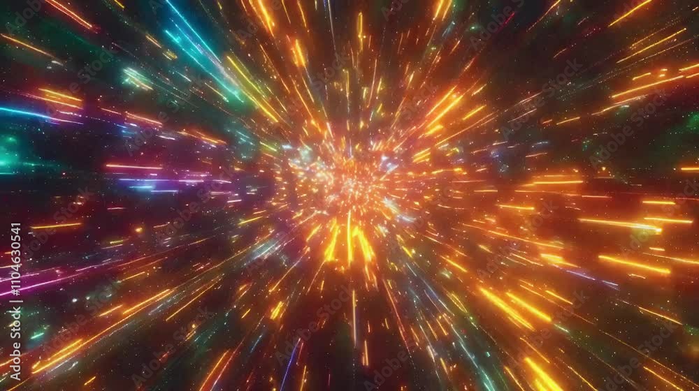 Multicolored light streaks on dark background. Multicolored light streaks on dark background.