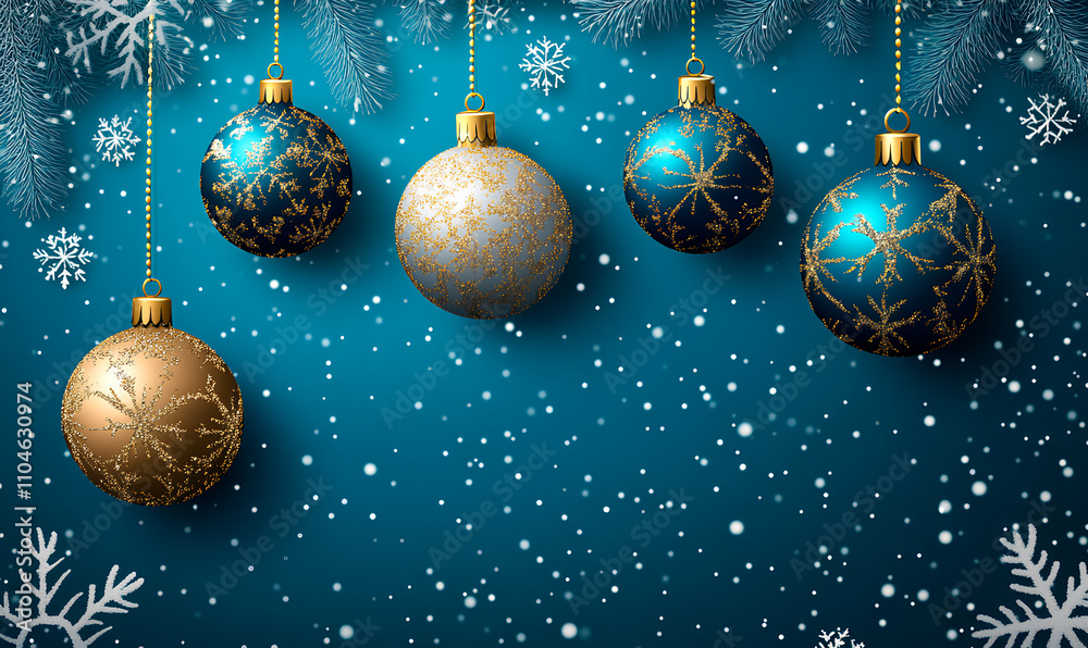 Colorful christmas balls hanging against a dark blue background with sparkling lights, evoking a festive and magical holiday spirit Colorful christmas balls hanging against a dark blue background with sparkling lights, evoking a festive and magical holiday spirit